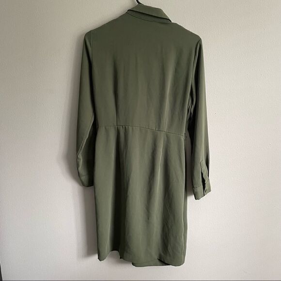 Calvin Klein CL Army Olive Green Wrap Dress with Gold epaulettes - Picture 11 of 16